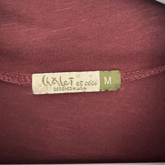 Chalet et Ceci Tunic Dress Cowl Neck Zip Abstract Long Sleeve Flawed Medium - Picture 4 of 11